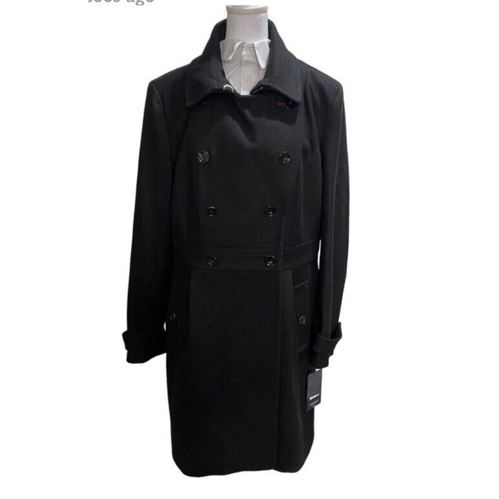 Tommy Hilfiger Women's Double-Breasted Wool Peacoat, Black, Size XL NEW‎ - Picture 2 of 12